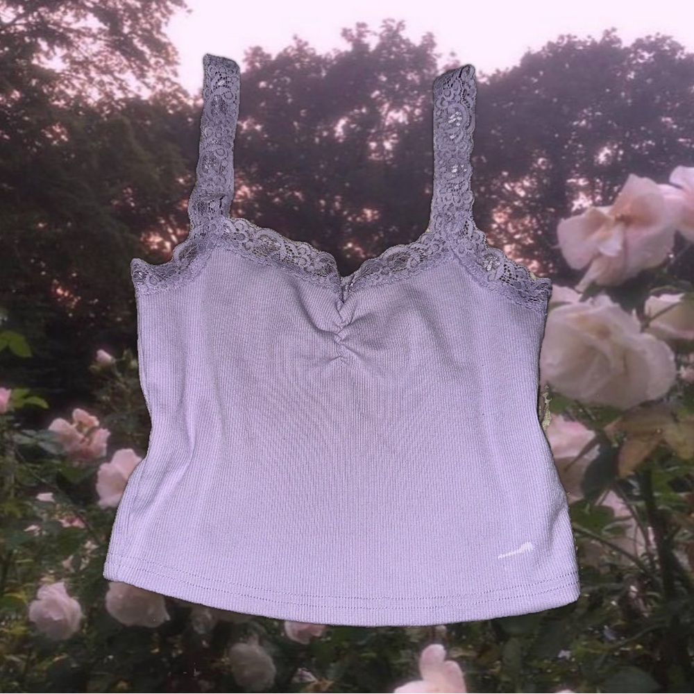 forever 21 purple lace ruched tank top 🎀